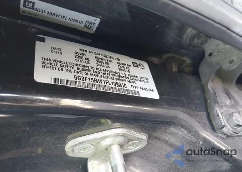 2015 Chevrolet Ss from USA, damaged, VIN 6G3F15RW1FL109010